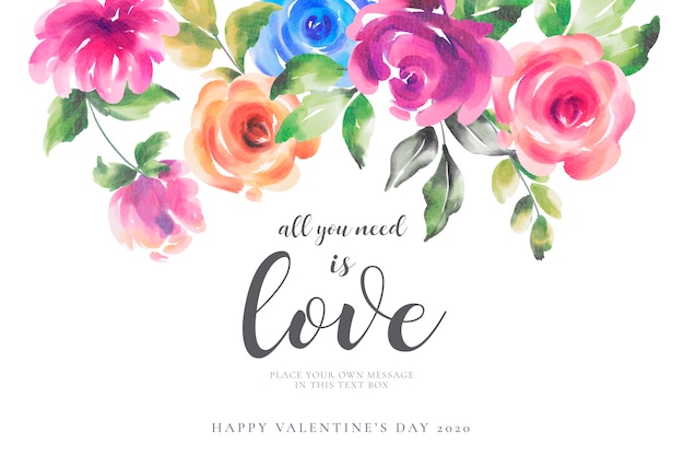 Romantic valentine's day background with colorful flowers