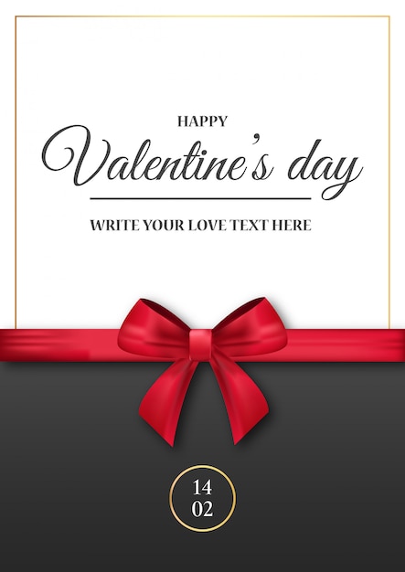 Free vector romantic valentine's invitation with realistic red ribbon