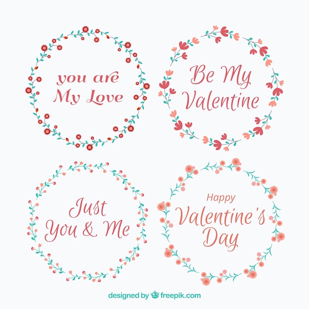 Free vector romantic valentine wreath collection