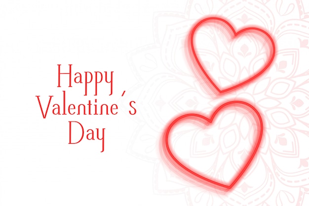 Free vector romantic valentines day greeting card with two hearts