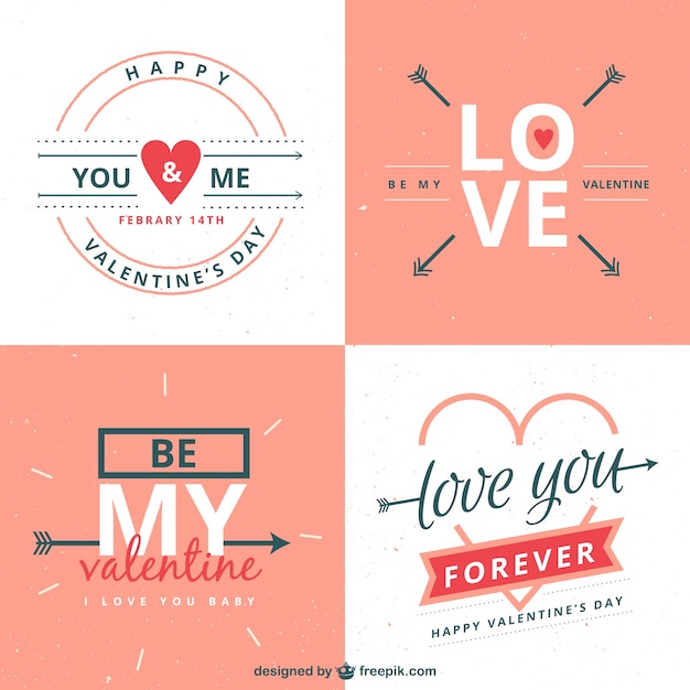 Free vector romantic valentines day labels pack