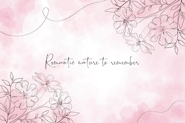 Romantic watercolor background with flowers Free Vector