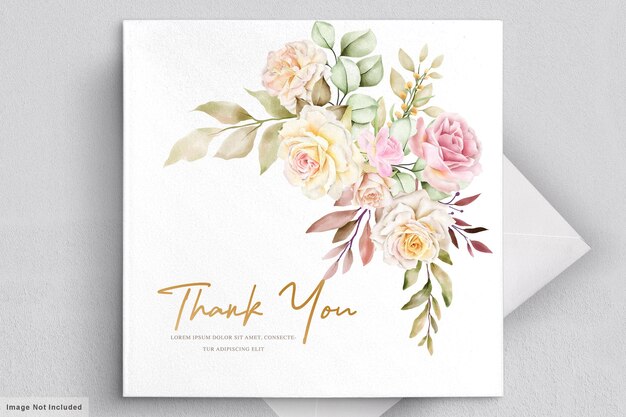 Romantic watercolor floral wedding card