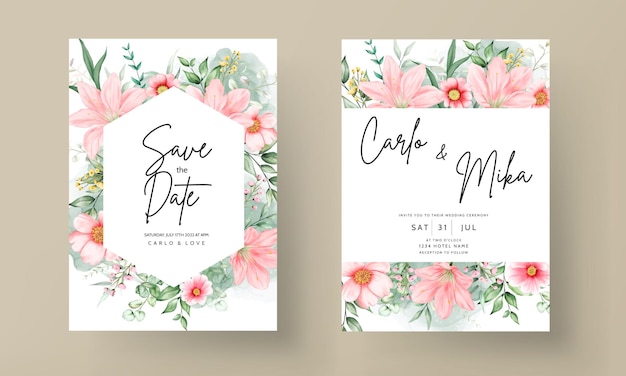 romantic watercolor floral wedding invitation template