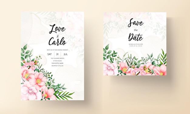 Romantic watercolor wedding invitation card template