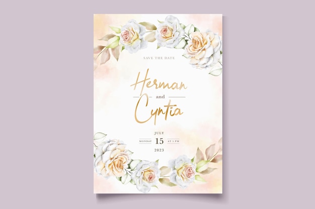 Romantic watercolor wedding invitation template