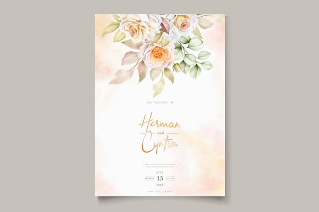 Romantic watercolor wedding invitation template