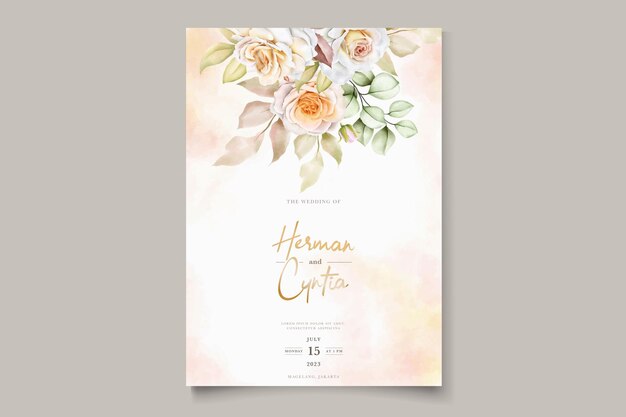 Romantic watercolor wedding invitation template