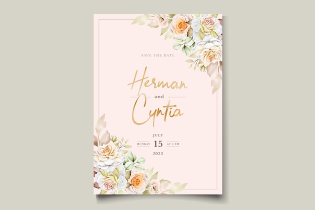 Romantic watercolor wedding invitation template
