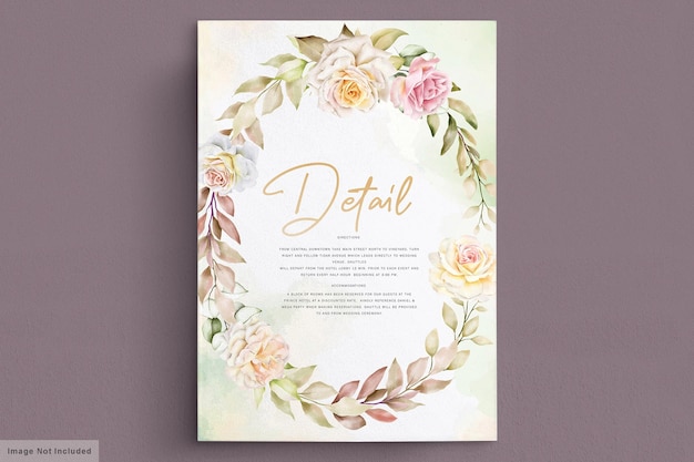 ロマンチックな水彩白いバラの結婚式の招待カード