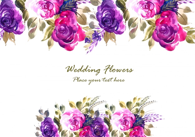 ロマンチックな結婚式の美しい花カードテンプレート