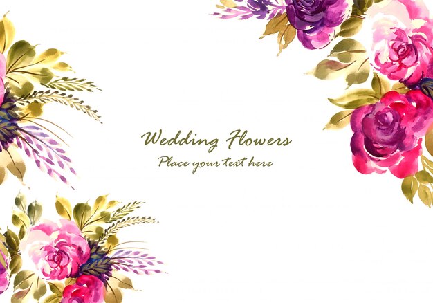 로맨틱 웨딩 아름다운 꽃 카드 템플릿