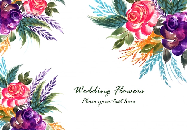 Romantic wedding beautiful flowers card template