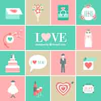 Free vector romantic wedding icons