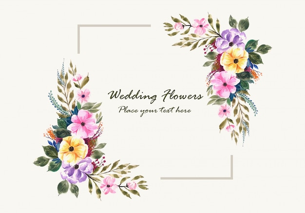 Romantic wedding invitation flowers frame card