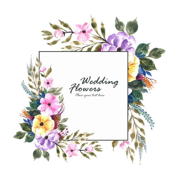 Romantic wedding invitation flowers frame card