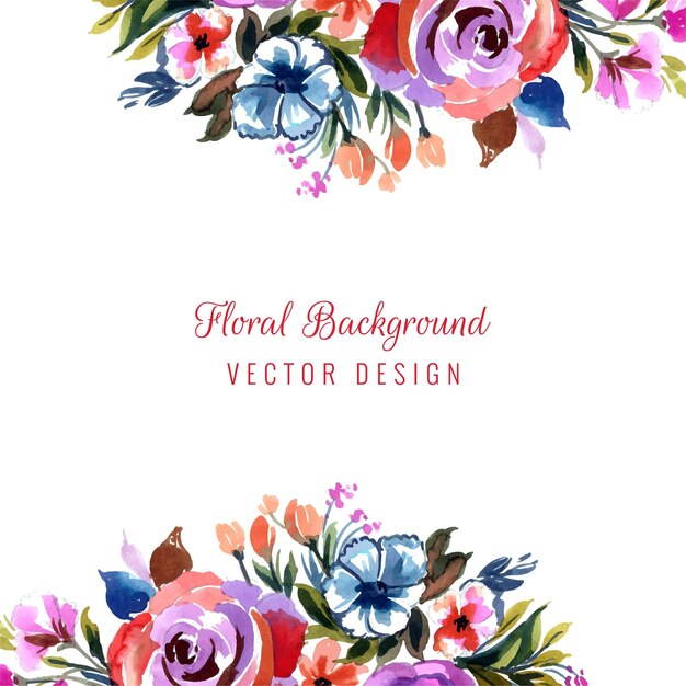 カラフルな花カードの背景とロマンチックな結婚式の招待状
