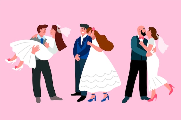 Free vector romanticism concept with wedding couples