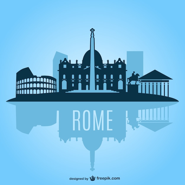 Free vector rome cityscape silhouette