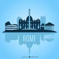 Vettore gratuito roma paesaggio urbano silhouette