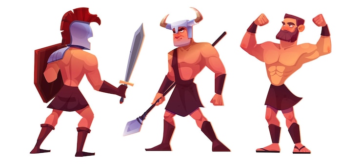 Free Vector rome gladiator with shield ancient soldier vector