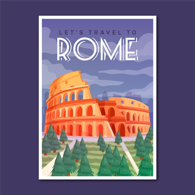 Free vector rome holiday travel poster