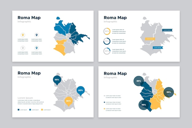 Rome map infographics in flat design