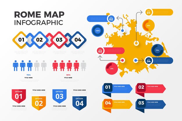 Rome map infographics in flat design