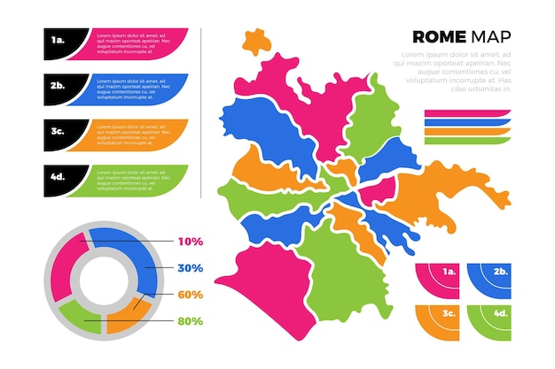 Vettore gratuito infografica mappa di roma