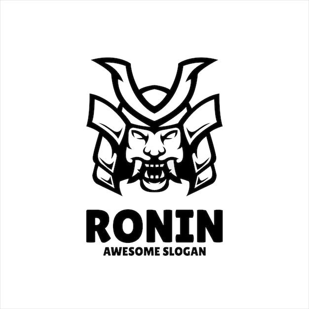 Vettore gratuito ronin semplice illustrazione del design del logo della mascotte