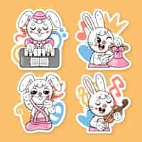 Free vector ronnie the bunny ballet stickers collection