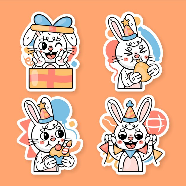 Ronnie the bunny birthday stickers set