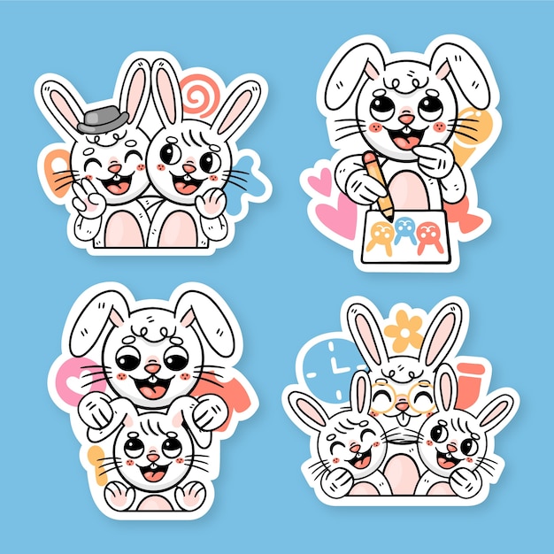 Ronnie the bunny family stickers set