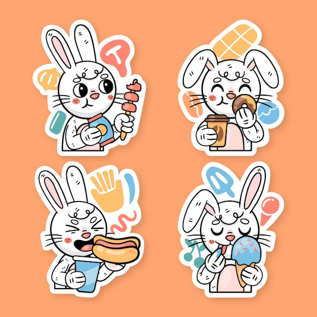 Ronnie the bunny food sticker set