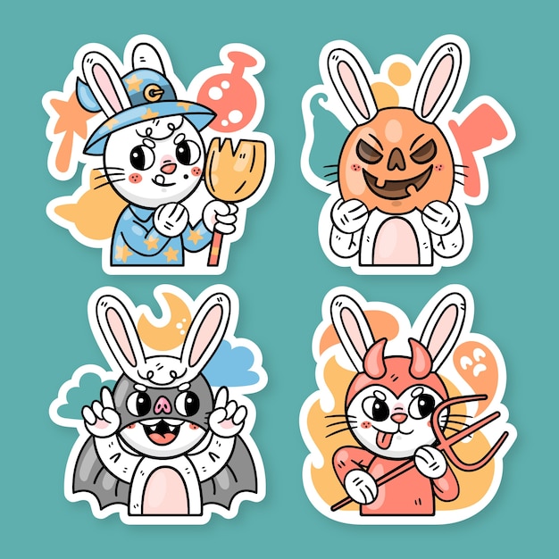 Ronnie the bunny halloween stickers set