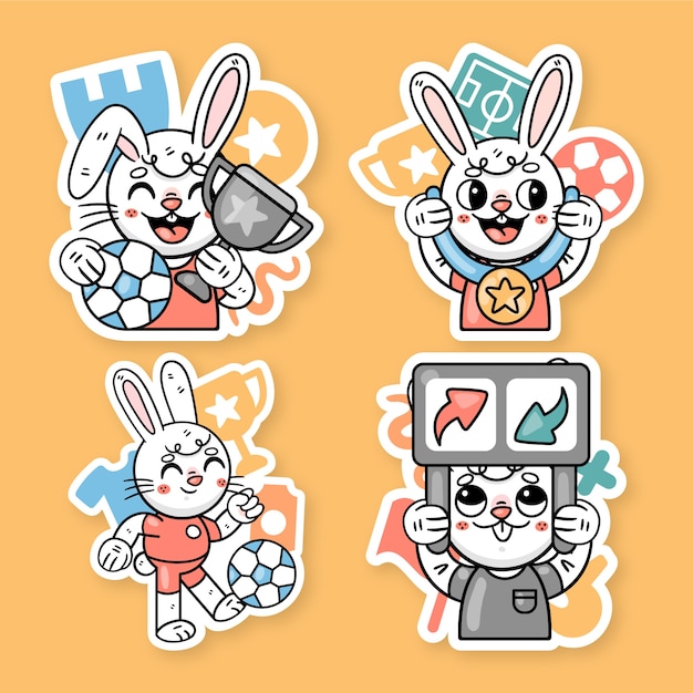 Ronnie the bunny soccer sticker set