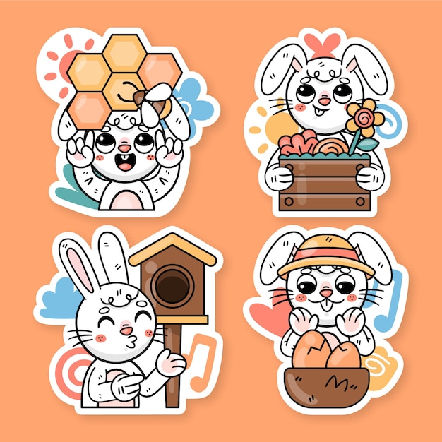 Free vector ronnie the bunny spring sticker