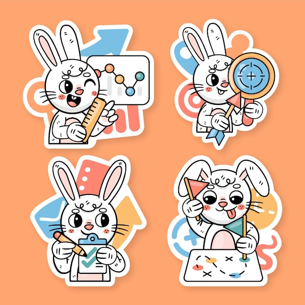 Free vector ronnie the bunny stickers collection