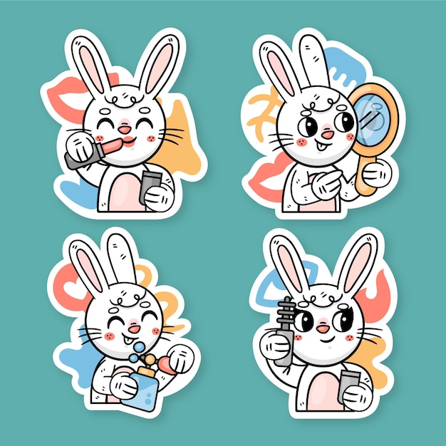 Free vector ronnie the bunny stickers collection