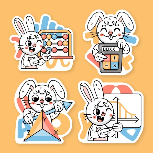 Free vector ronnie the bunny stickers collection