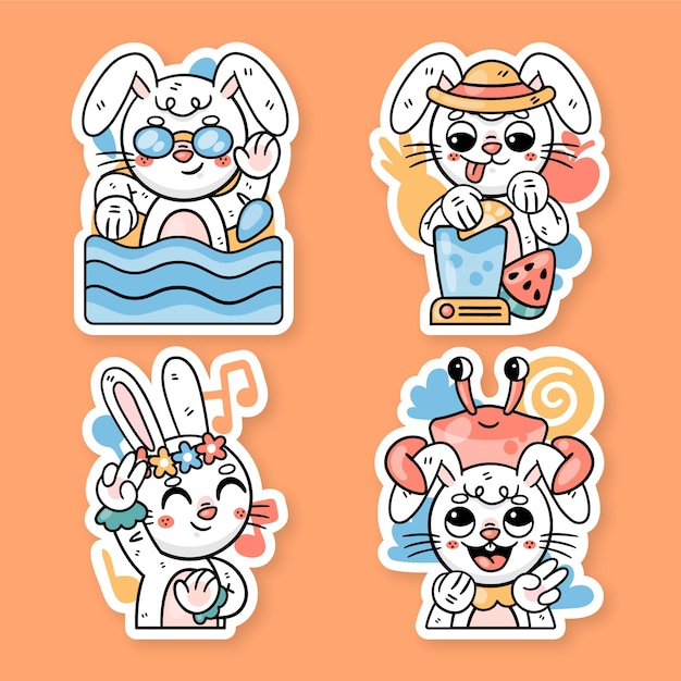 Ronnie the bunny summer stickers collection