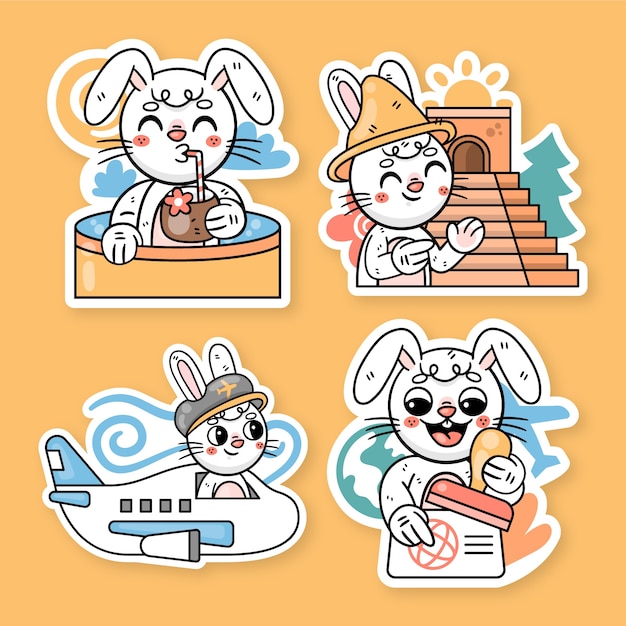 Ronnie the bunny travel stickers