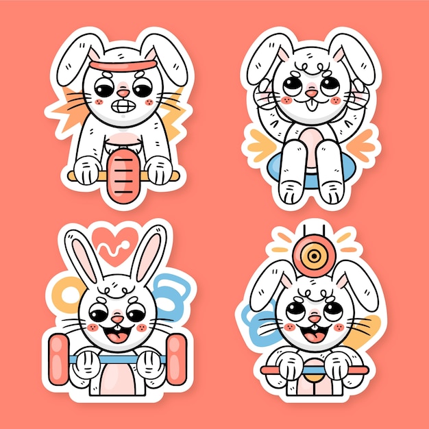 Ronnie the bunny workout stickers set