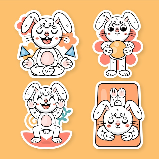 Ronnie the bunny yoga stickers collection