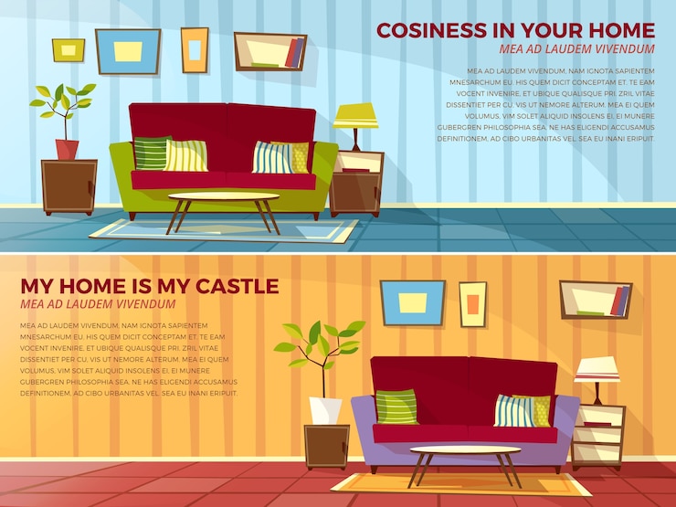 Free Vector room interior illustration of old or modern apartments living room with furniture.