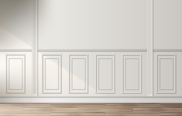 room interior with white classic wall panel