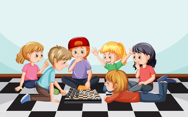 Kids playing chess Royalty Free Vector Image - VectorStock