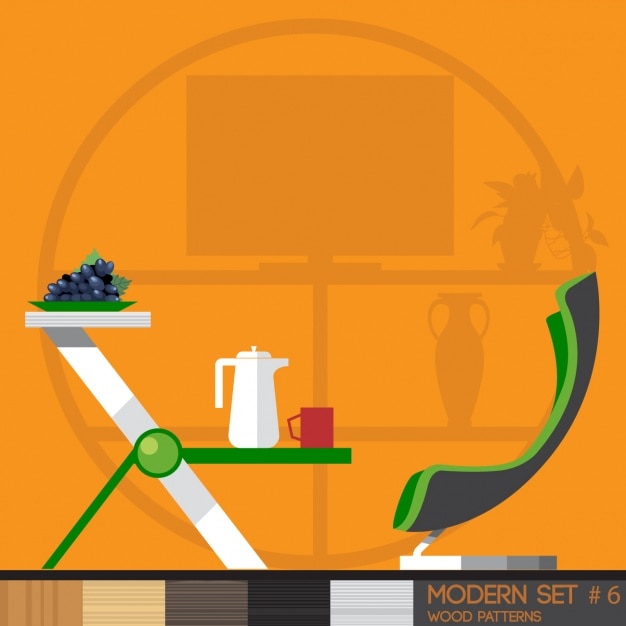 Free vector room with orange background