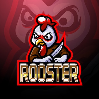 Rooster esport logo mascot design Premium Vector