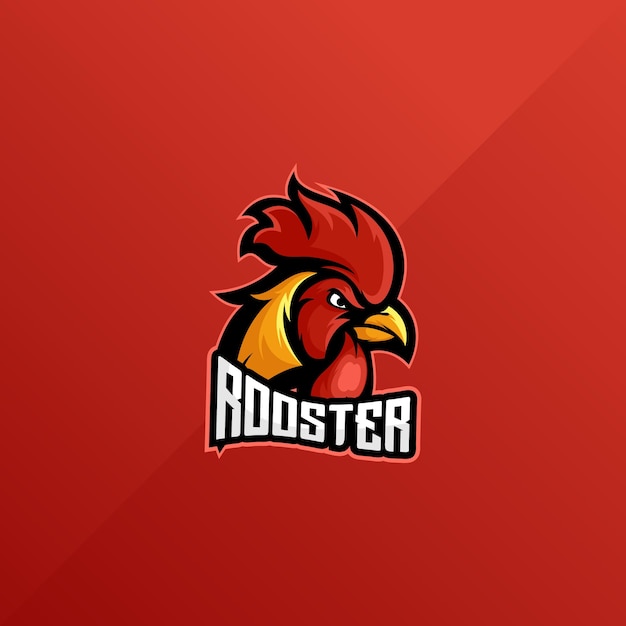 Vettore gratuito gradiente di design del logo della testa del gallo colorato